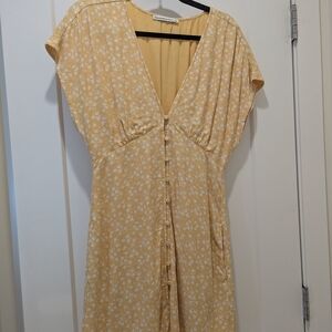 Abercrombie & Fitch Yellow Floral Midi Dress